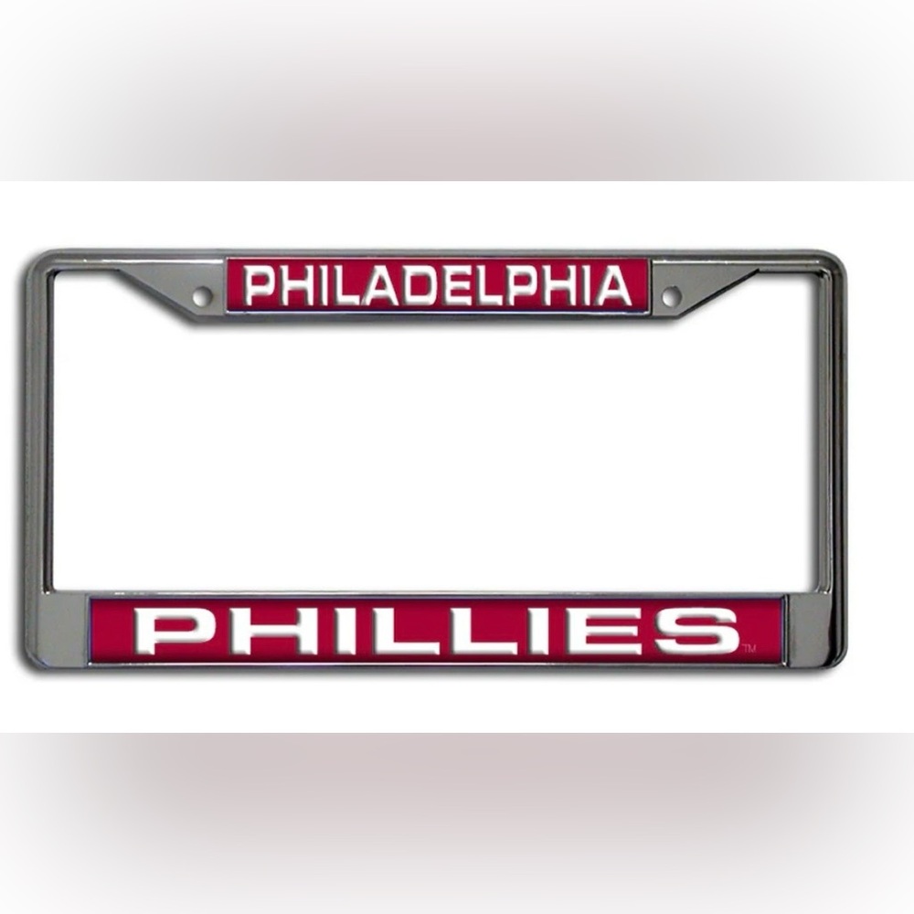 Philadelphia Phillies Laser Cut License Plate Frame. Red & White